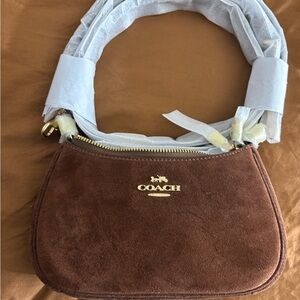 Coach Mini Teri Brown Suede Women's Bag